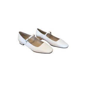 Theory White Leather Mary Jane Ballerina Flats NEW Sz 39, 8/8/5 US